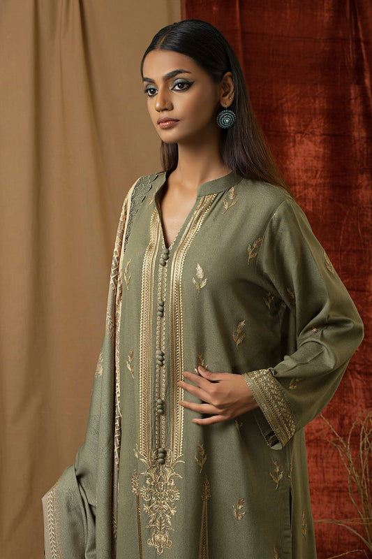 3 Piece – Premium Embroidered Karandi – 8295