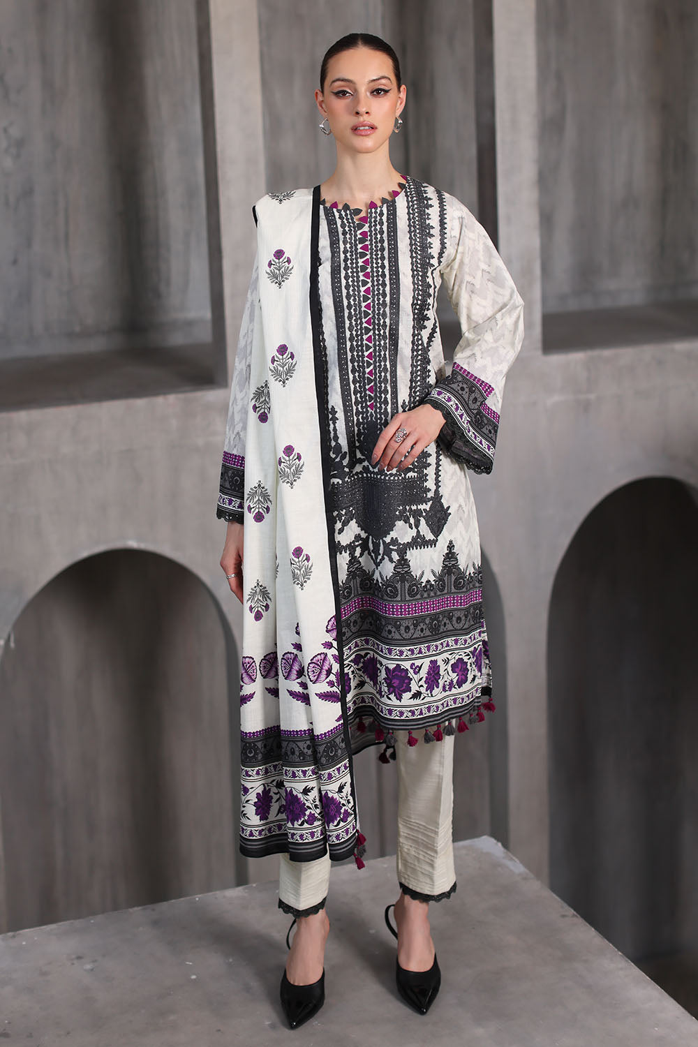 Gul Ahmad | Embroidered Printed Khaddar Winter | K-62055