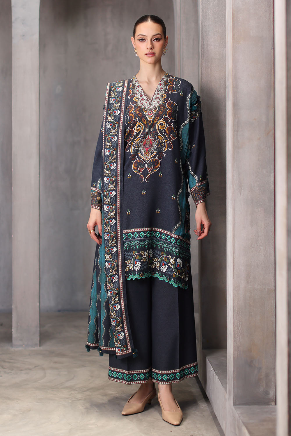 Gul Ahmad | Embroidered Printed Karandi Winter | AY-62023