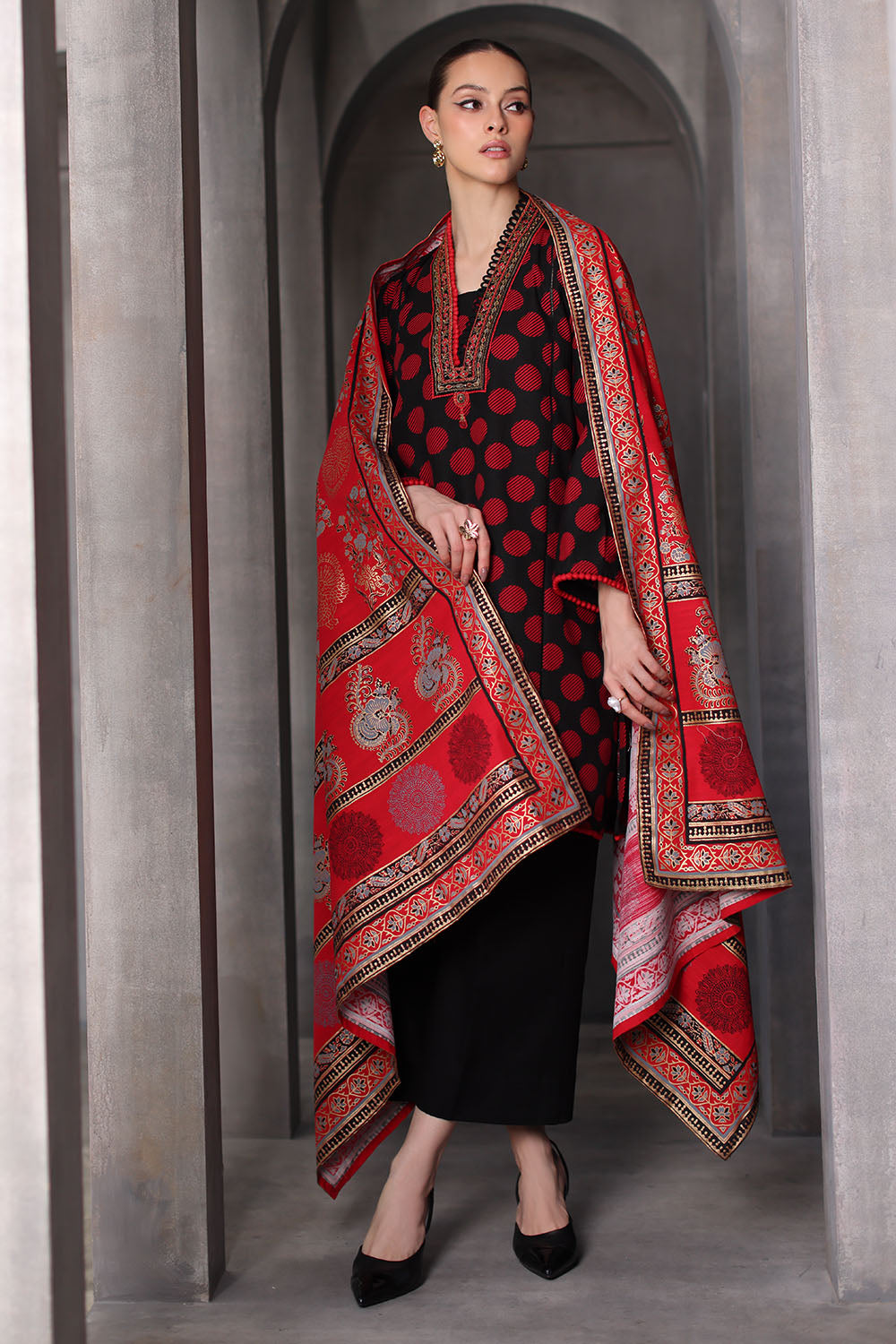 Gul Ahmad | Embroidered Printed Karandi Winter | K-52051