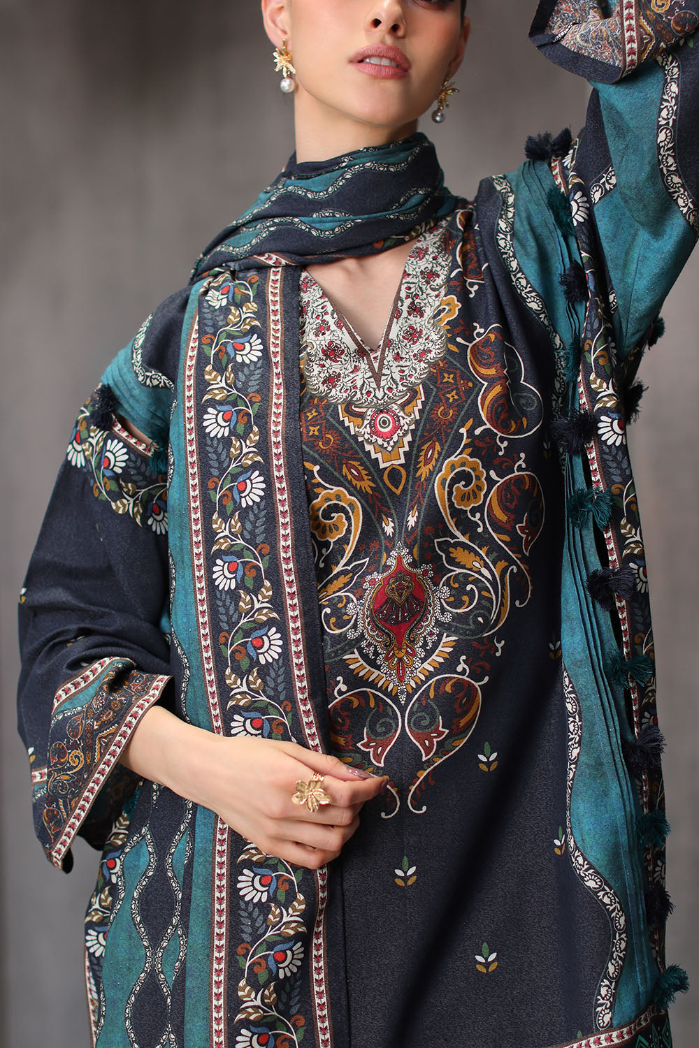 Gul Ahmad | Embroidered Printed Karandi Winter | AY-62023