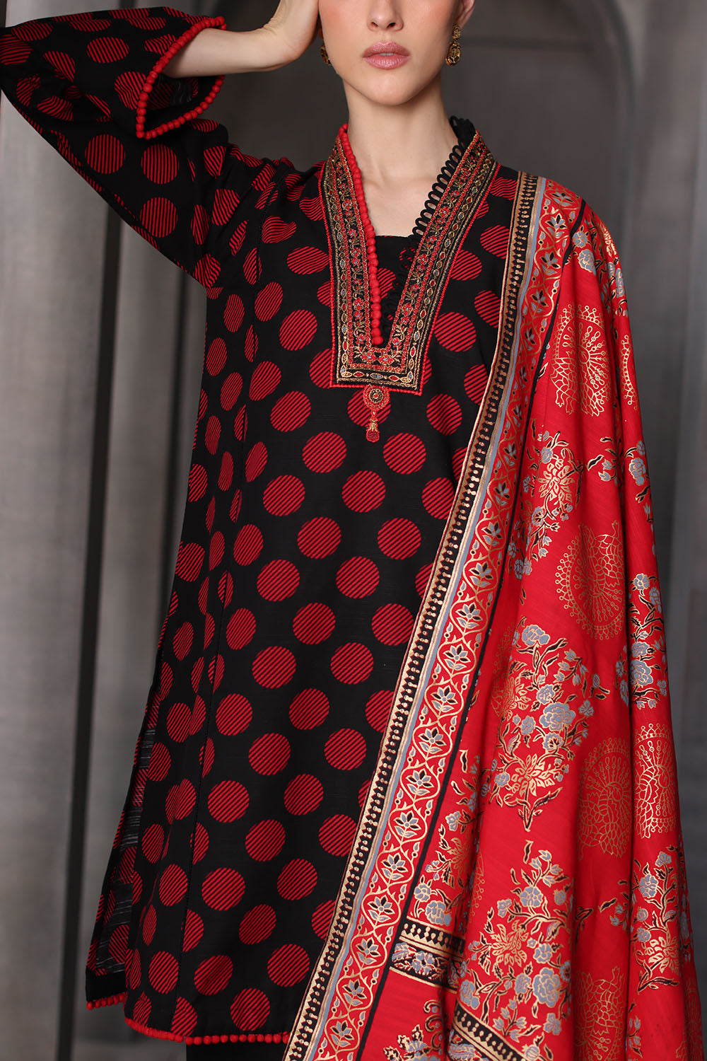 Gul Ahmad | Embroidered Printed Karandi Winter | K-52051