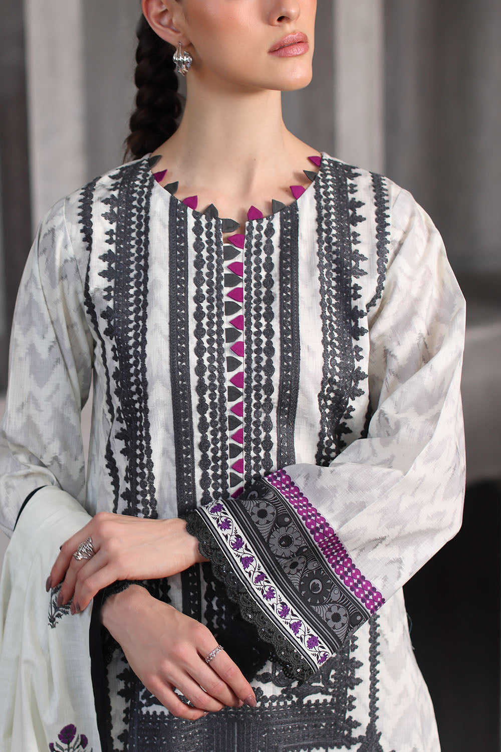 Gul Ahmad | Embroidered Printed Khaddar Winter | K-62055