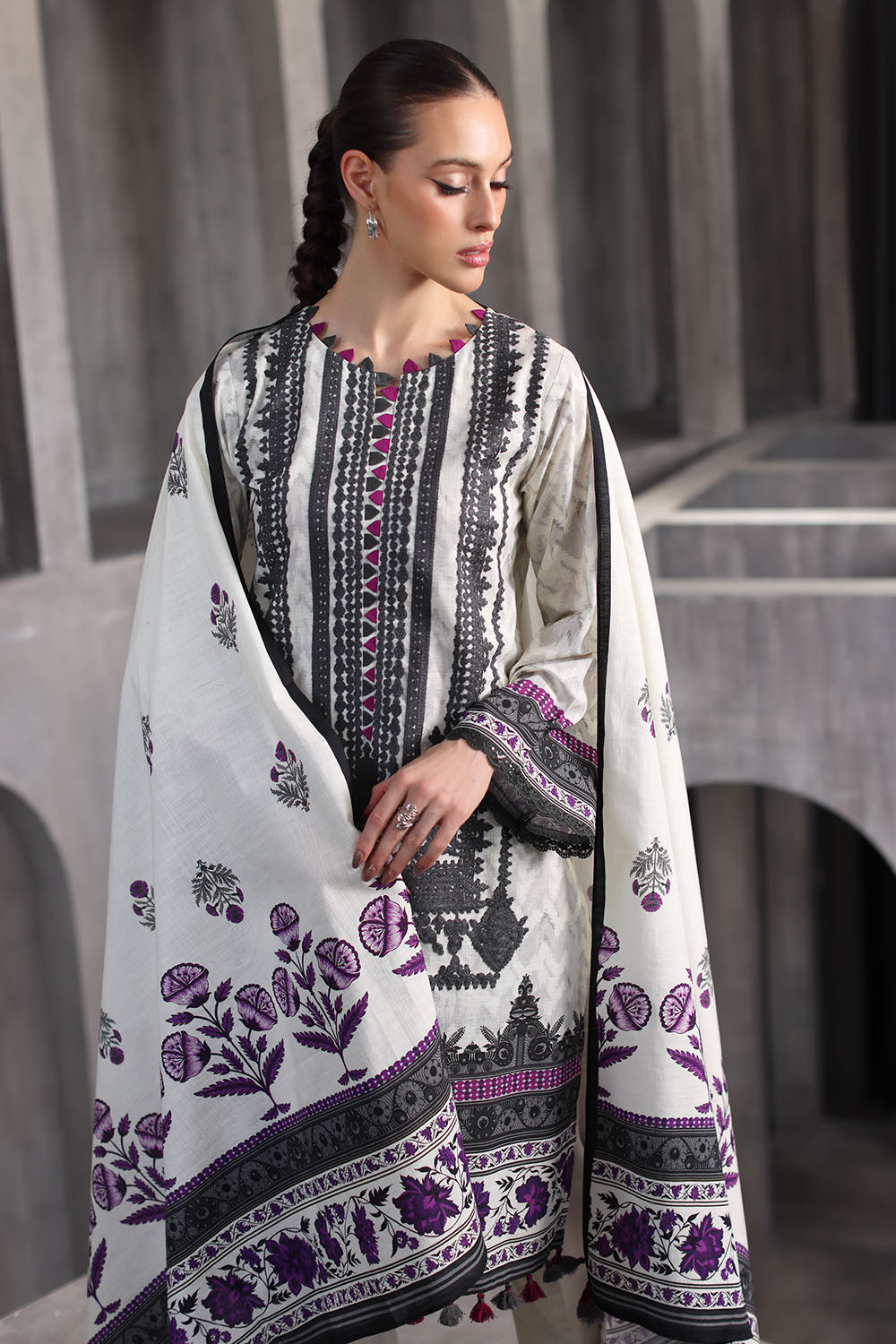 Gul Ahmad | Embroidered Printed Khaddar Winter | K-62055