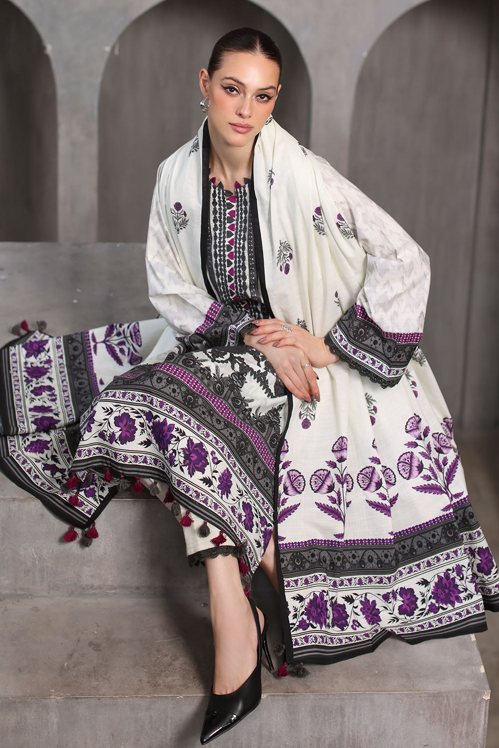 Gul Ahmad | Embroidered Printed Khaddar Winter | K-62055