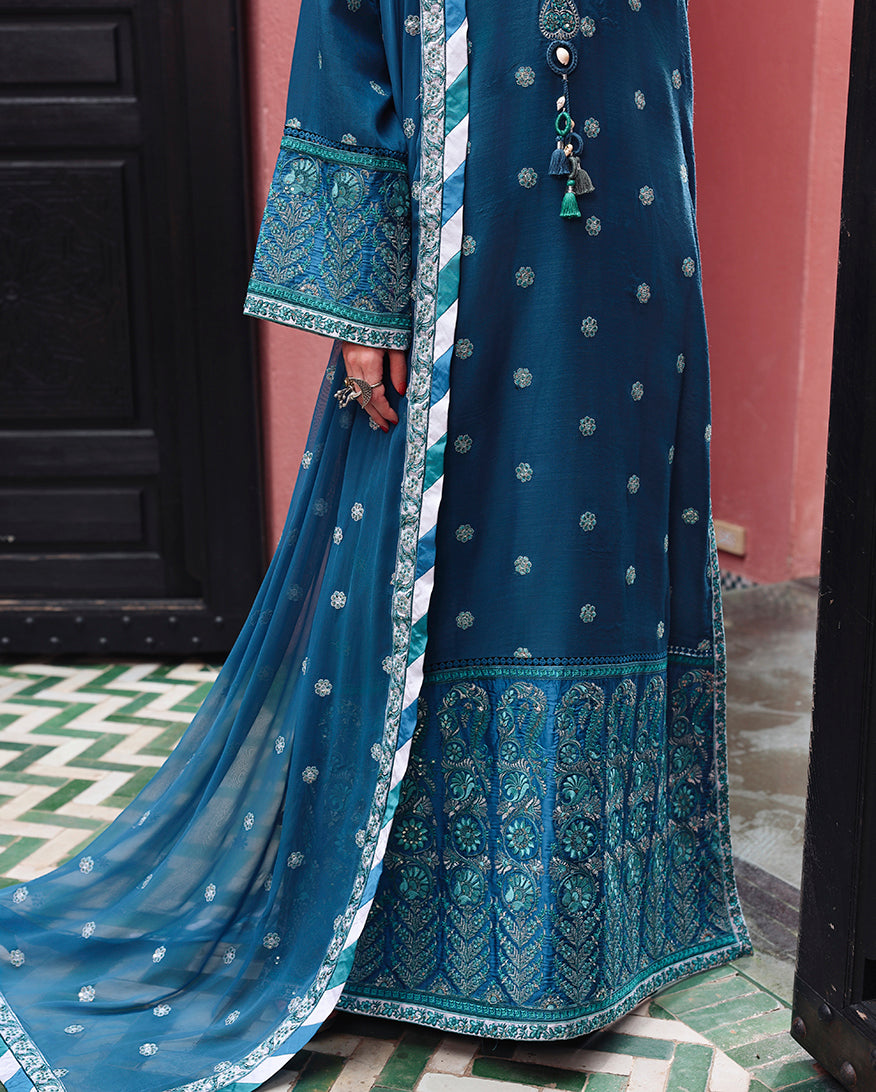 Mushq | Hemline Nuvera Raw Silk Formal | Rouge Sapphire