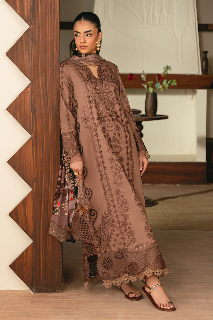 Ferosh Luxury Lawn 3 Piece Suit (SMC-211 B Coffee)