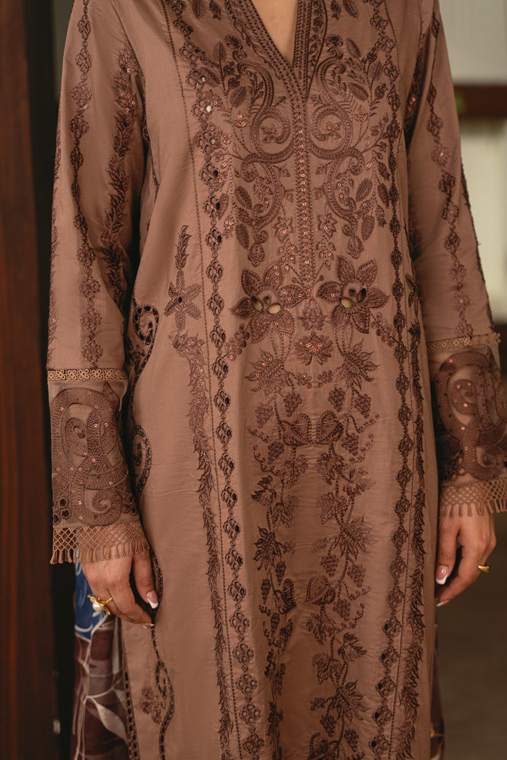 Ferosh Luxury Lawn 3 Piece Suit (SMC-211 B Coffee)