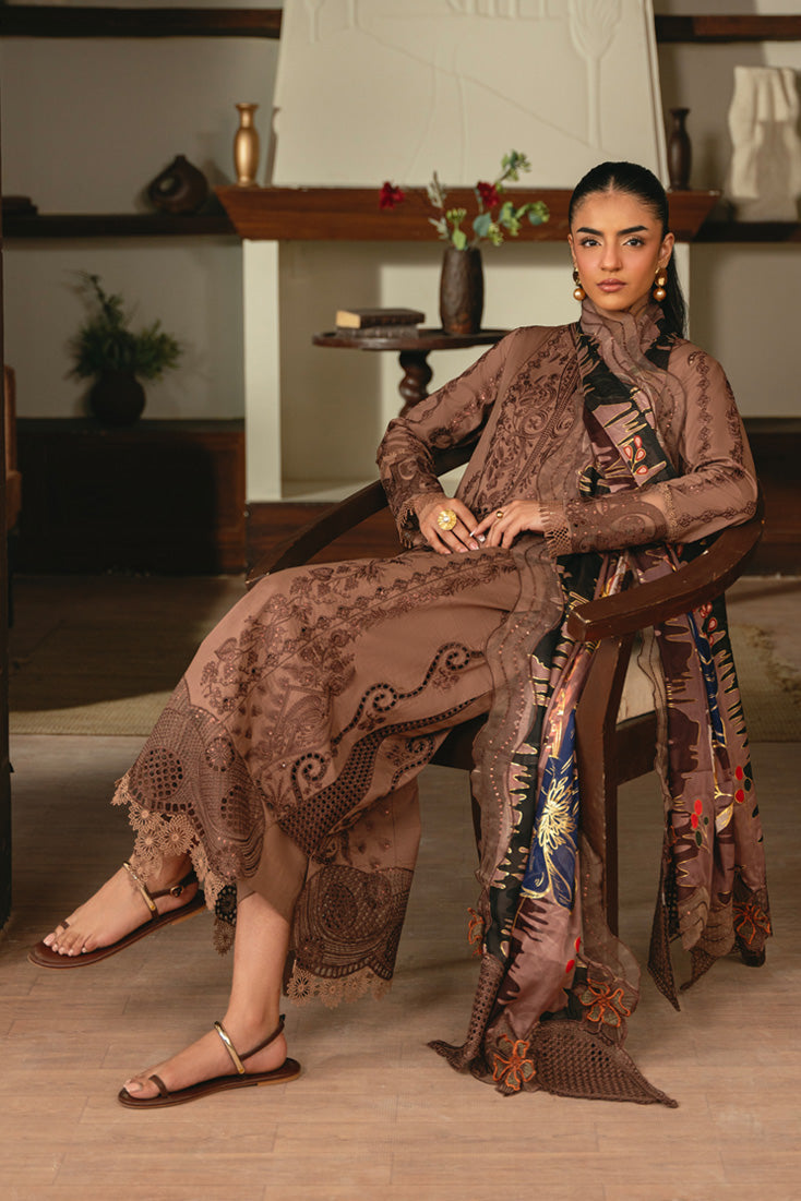 Ferosh Luxury Lawn 3 Piece Suit (SMC-211 B Coffee)