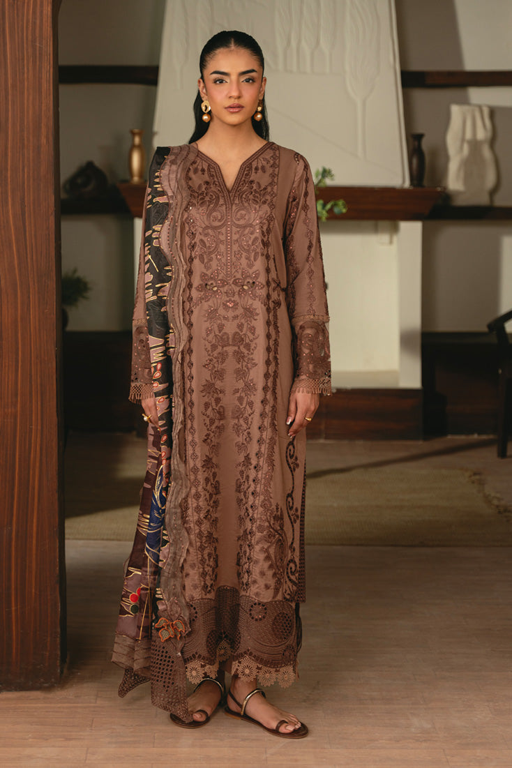 Ferosh Luxury Lawn 3 Piece Suit (SMC-211 B Coffee)
