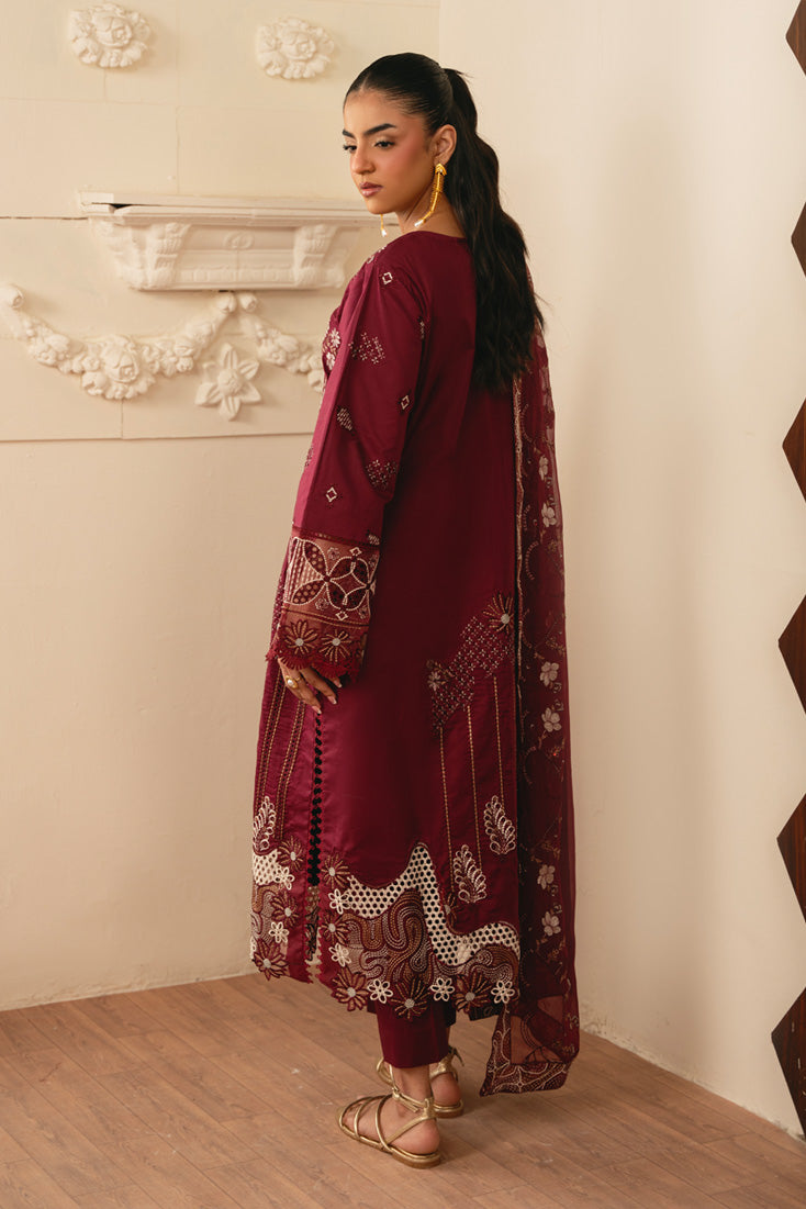 Ruby Embroidered Lawn 3PC (SMC-213 B Maroon)