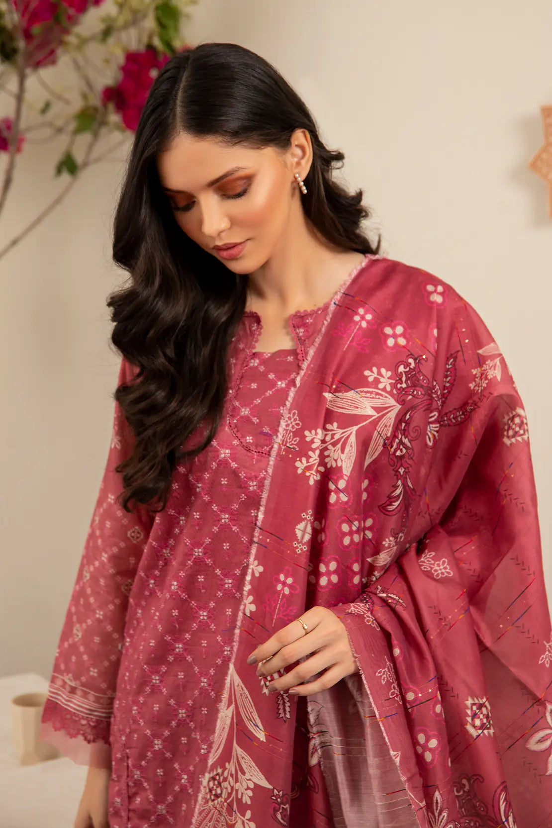 3 Piece - Embroidered Luxury Lawn - 7437