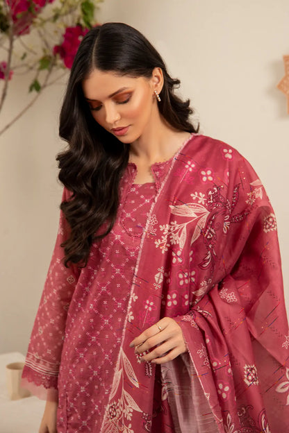 3 Piece - Embroidered Luxury Lawn - 7437