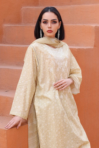 3 Piece - Embroidered Lawn - 8154