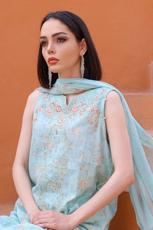 3 Piece - Embroidered Lawn - 8156