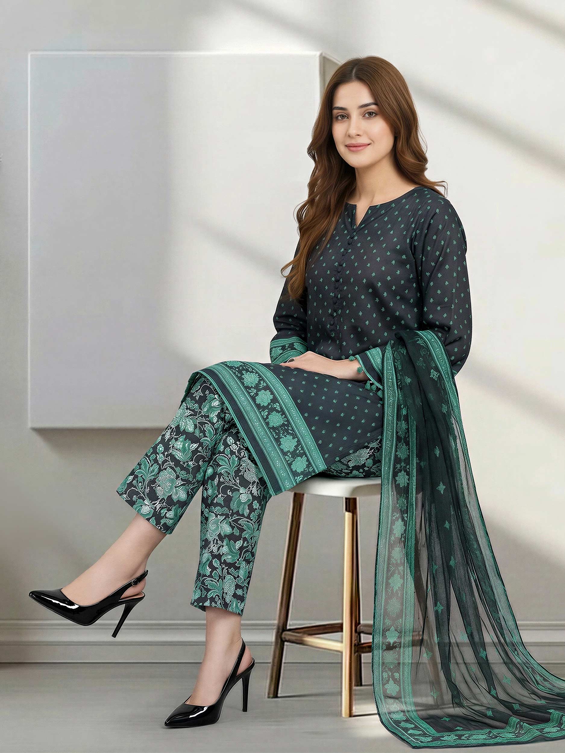 Lime Light | 3 Piece Lawn Suit (Unstitched) | U4391SU-3PC-034