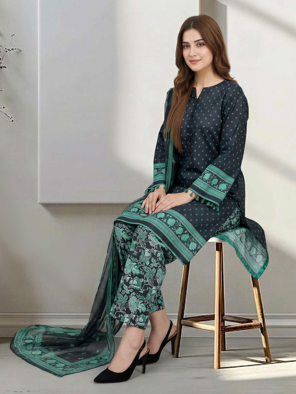Lime Light | 3 Piece Lawn Suit (Unstitched) | U4391SU-3PC-034
