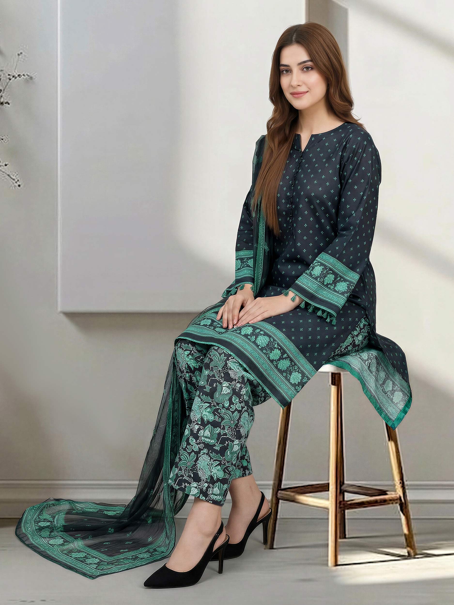 Lime Light | 3 Piece Lawn Suit (Unstitched) | U4391SU-3PC-034