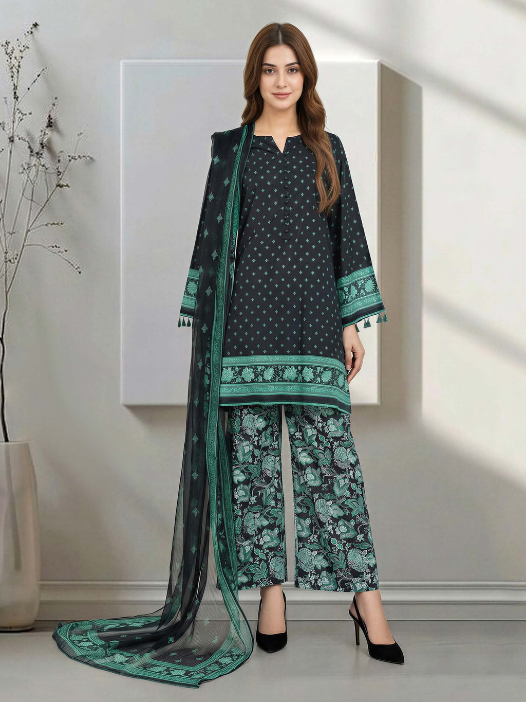 Lime Light | 3 Piece Lawn Suit (Unstitched) | U4391SU-3PC-034
