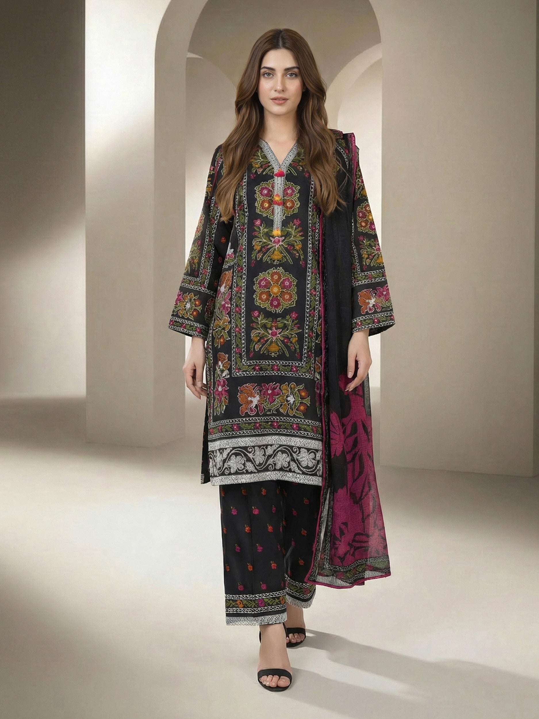 Lime Light | 3 Piece Lawn Suit- Printed | U4829