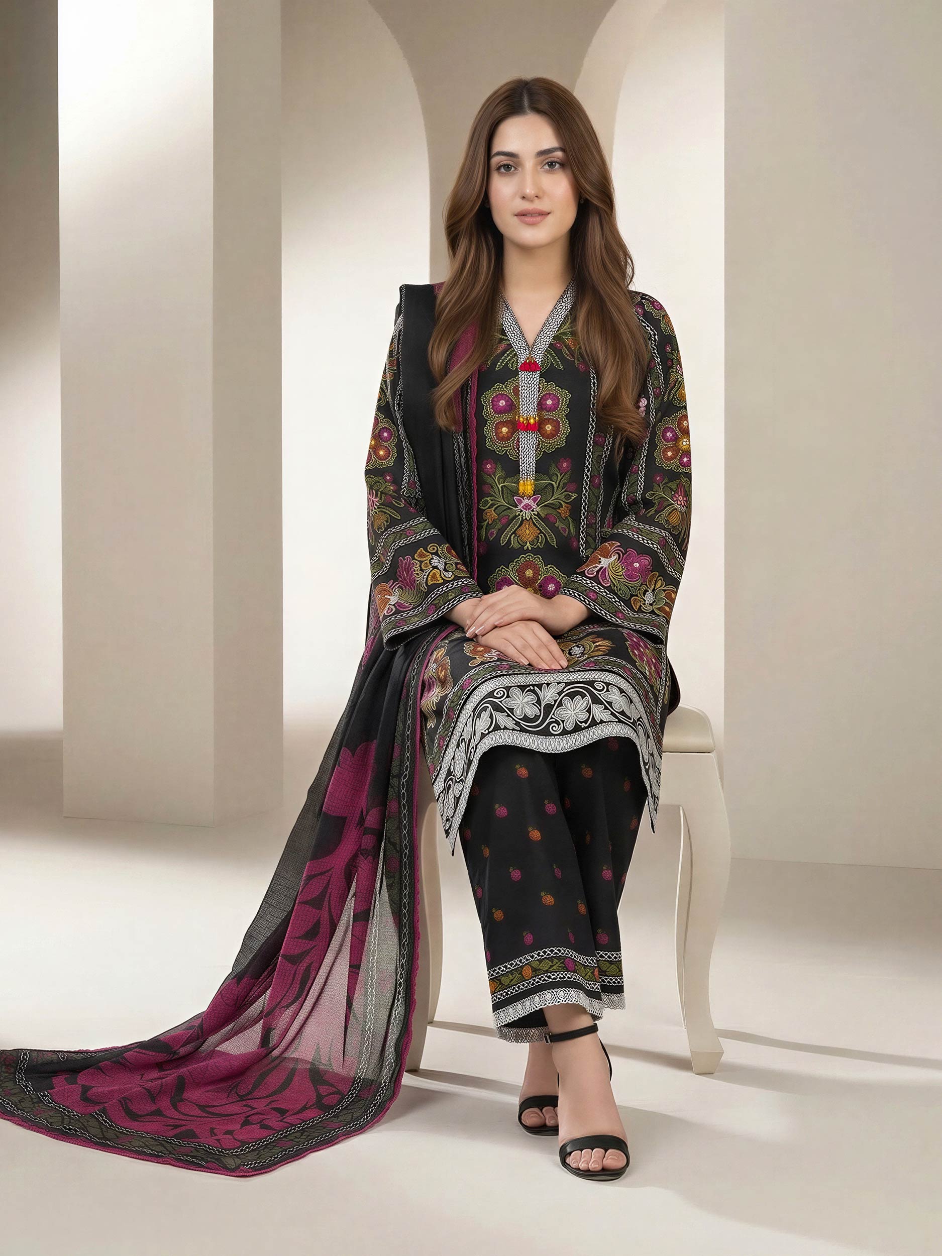 Lime Light | 3 Piece Lawn Suit- Printed | U4829