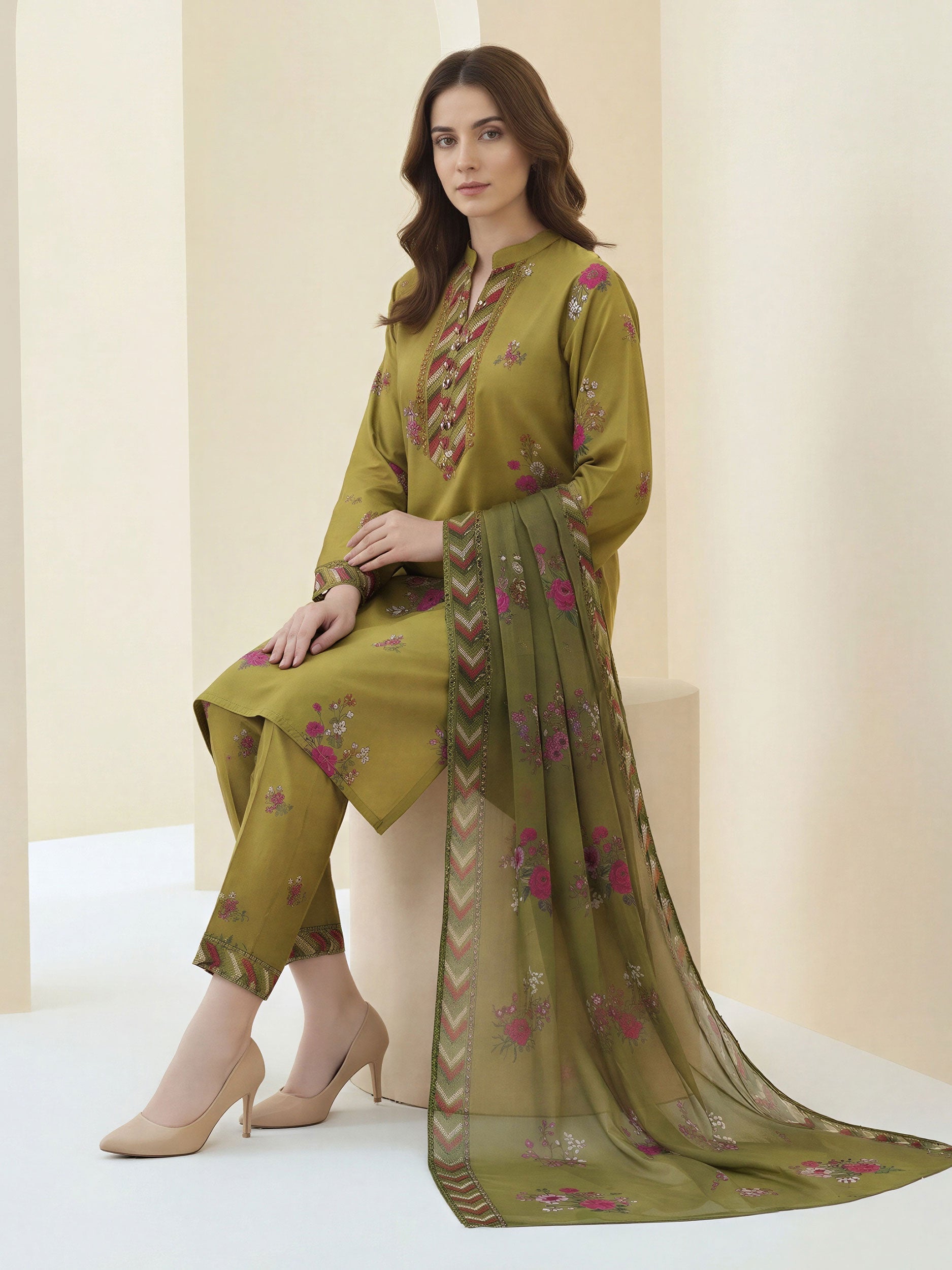 Lime Light | 3 Piece Lawn Suit- Printed | U4981