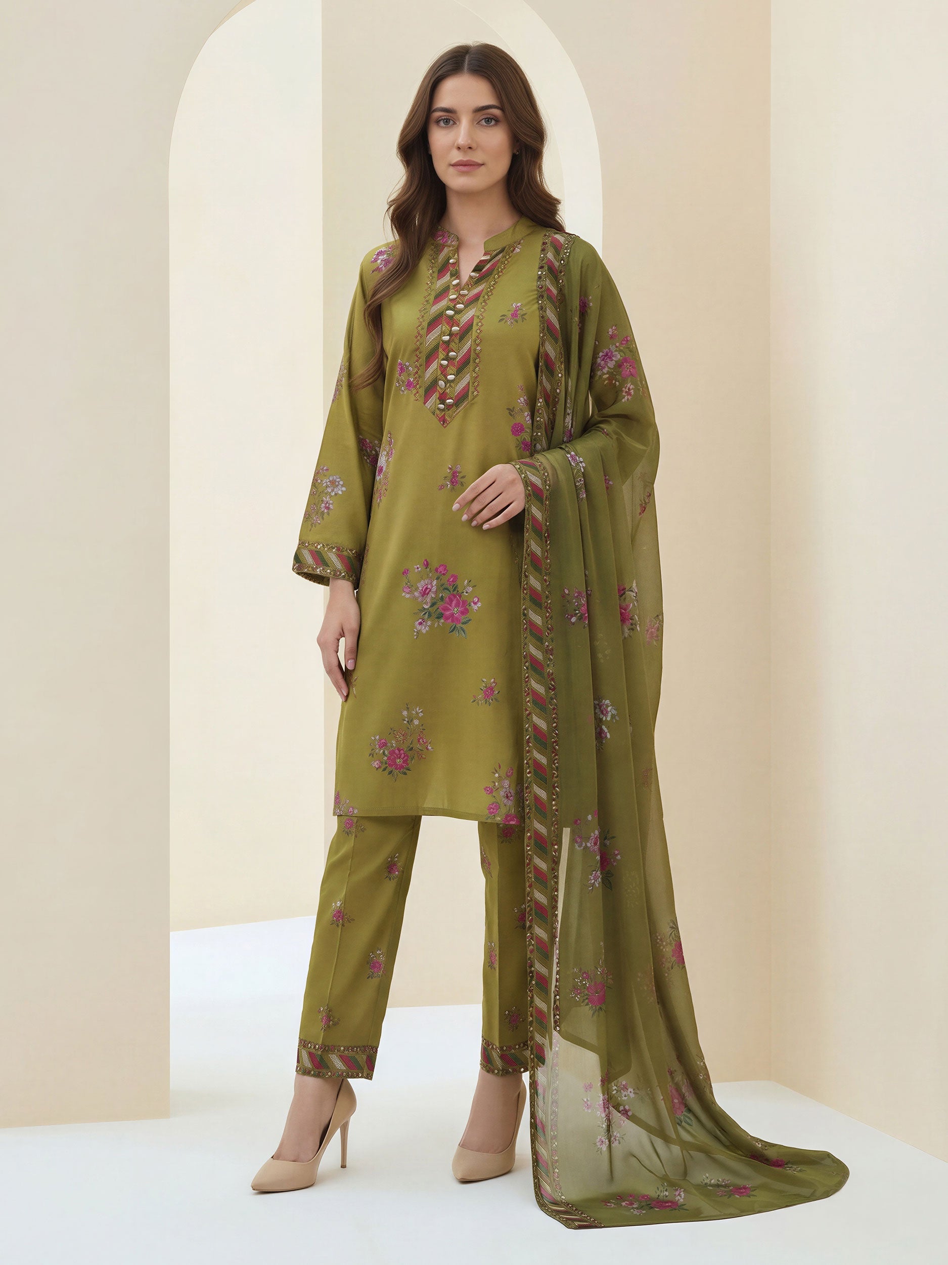Lime Light | 3 Piece Lawn Suit- Printed | U4981