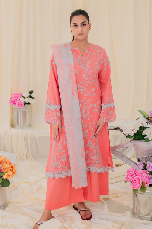 3 Piece - Embroidered Lawn - 8663
