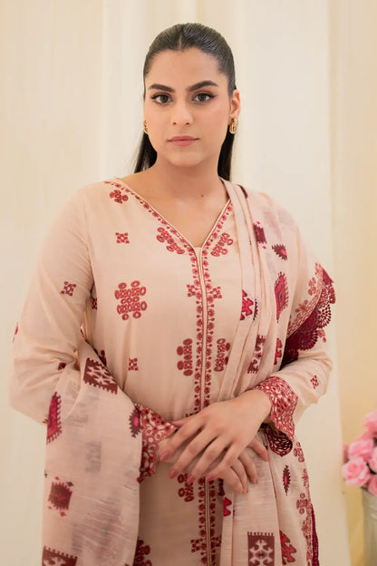 3 Piece - Embroidered Lawn - 8665