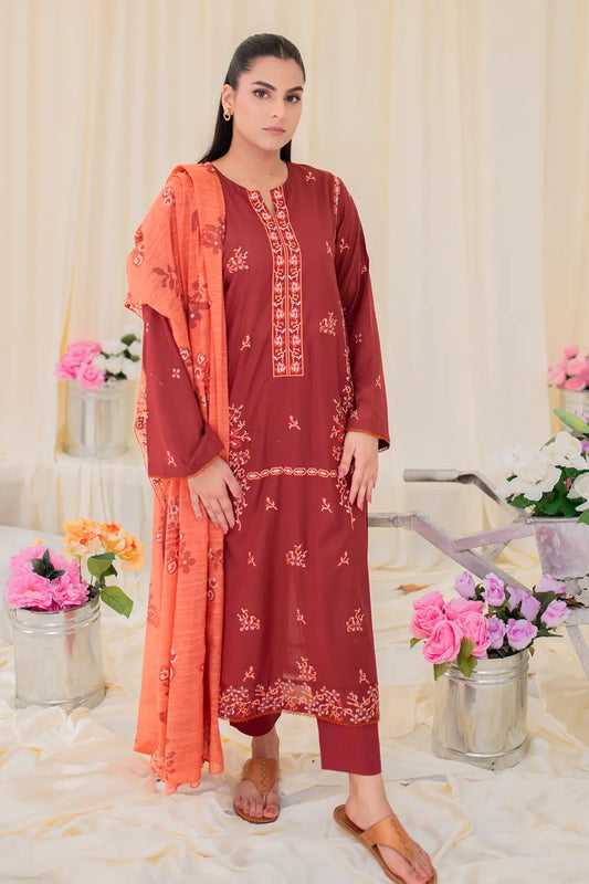 3 Piece - Embroidered Lawn - 8666