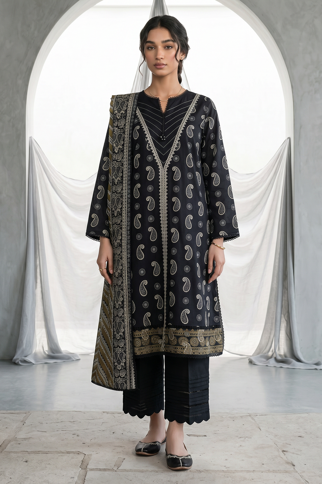Zellbury | Embroidered Shirt Dupatta | 1068