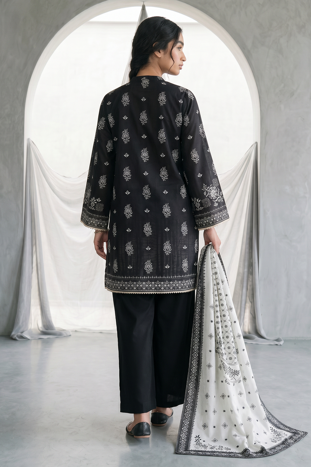 Zellbury | Monochrome 3 Pc Lawn | 0938