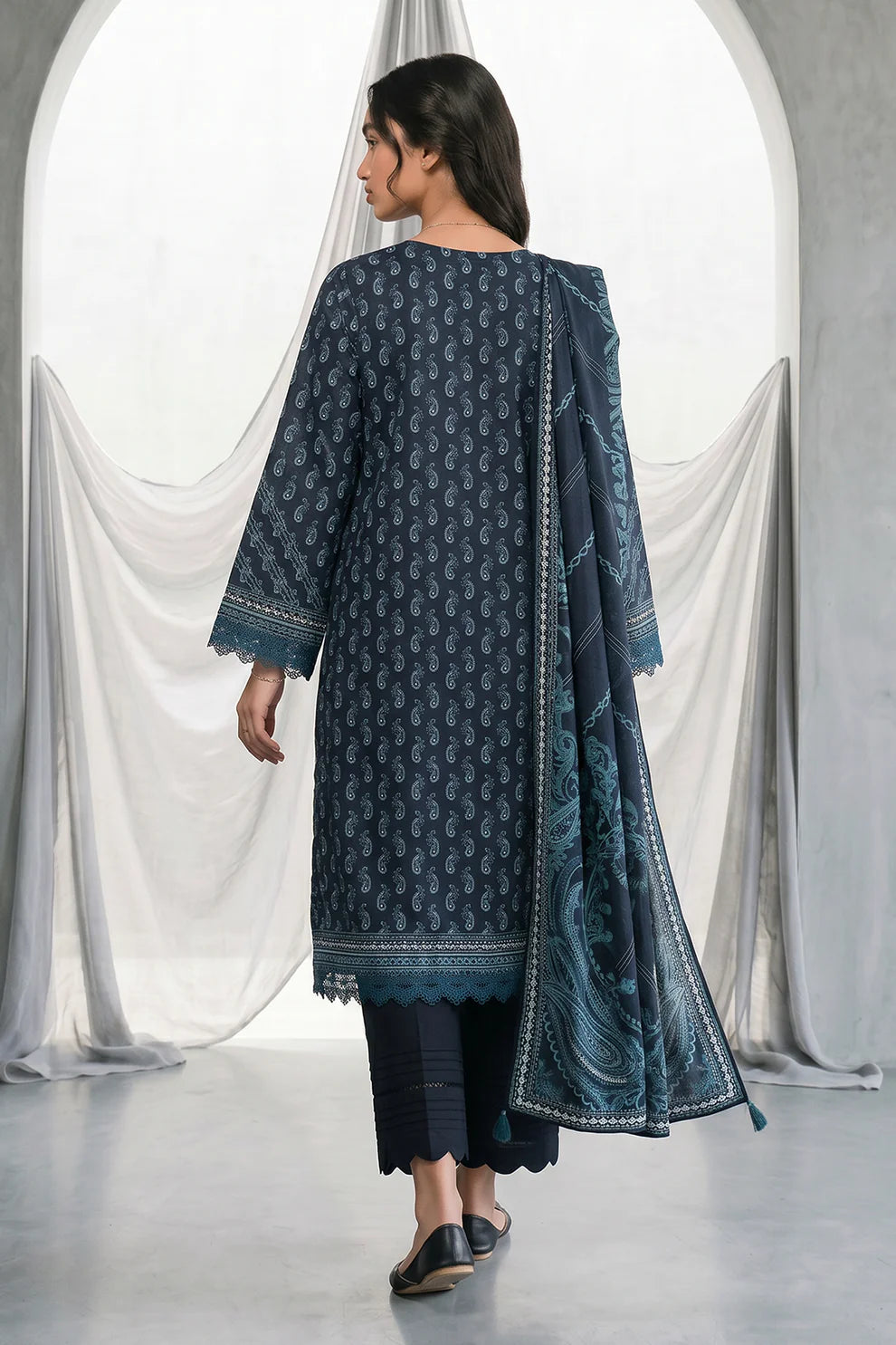Zellbury | Monochrome 3 Pc Lawn | 1077