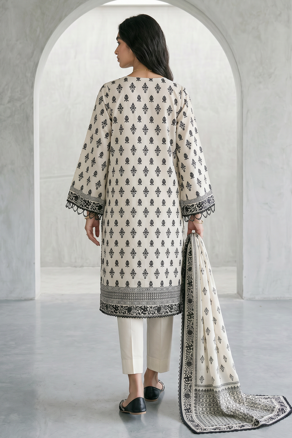 Zellbury | Monochrome 3 Pc Lawn | 1088