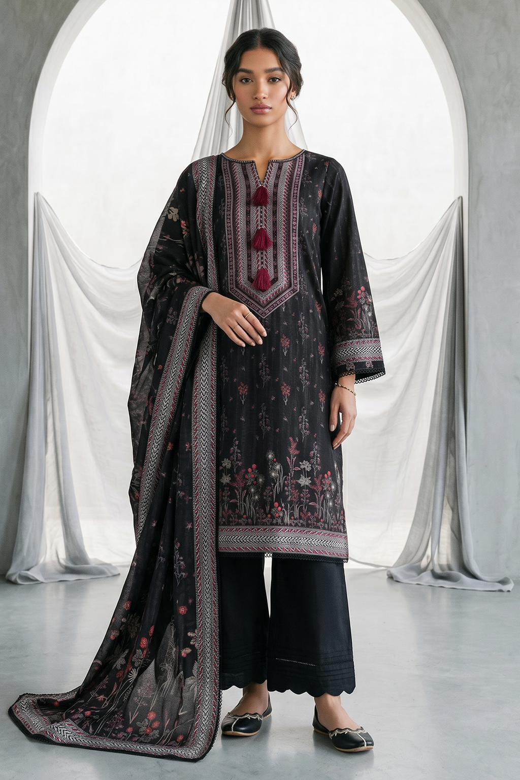 Zellbury | Monochrome 3 Pc Lawn | 1137