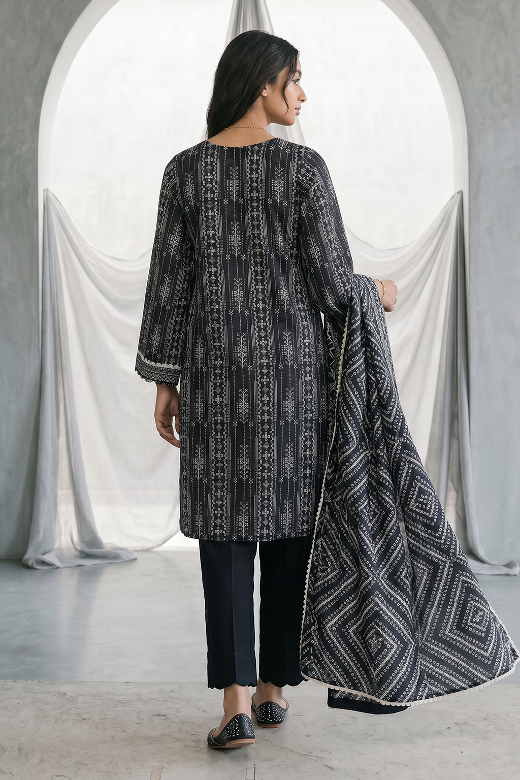 Zellbury | Monochrome 3 Pc Lawn | 1142