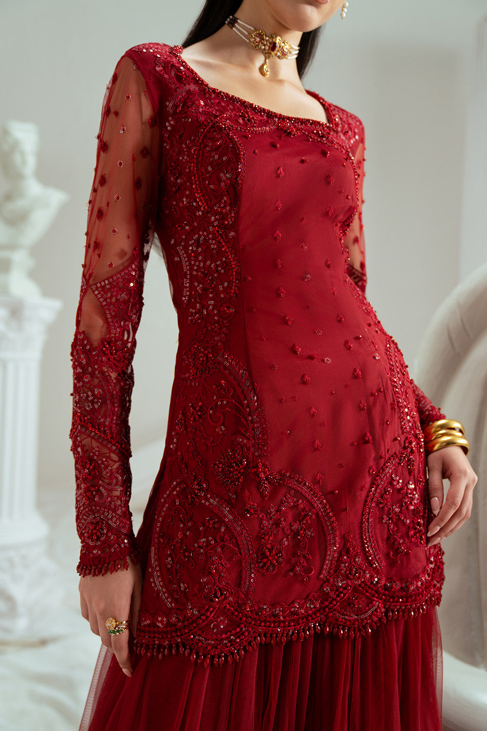 Zariya | Elyse Couture Festive | MAROONIQUE - ZSS6300