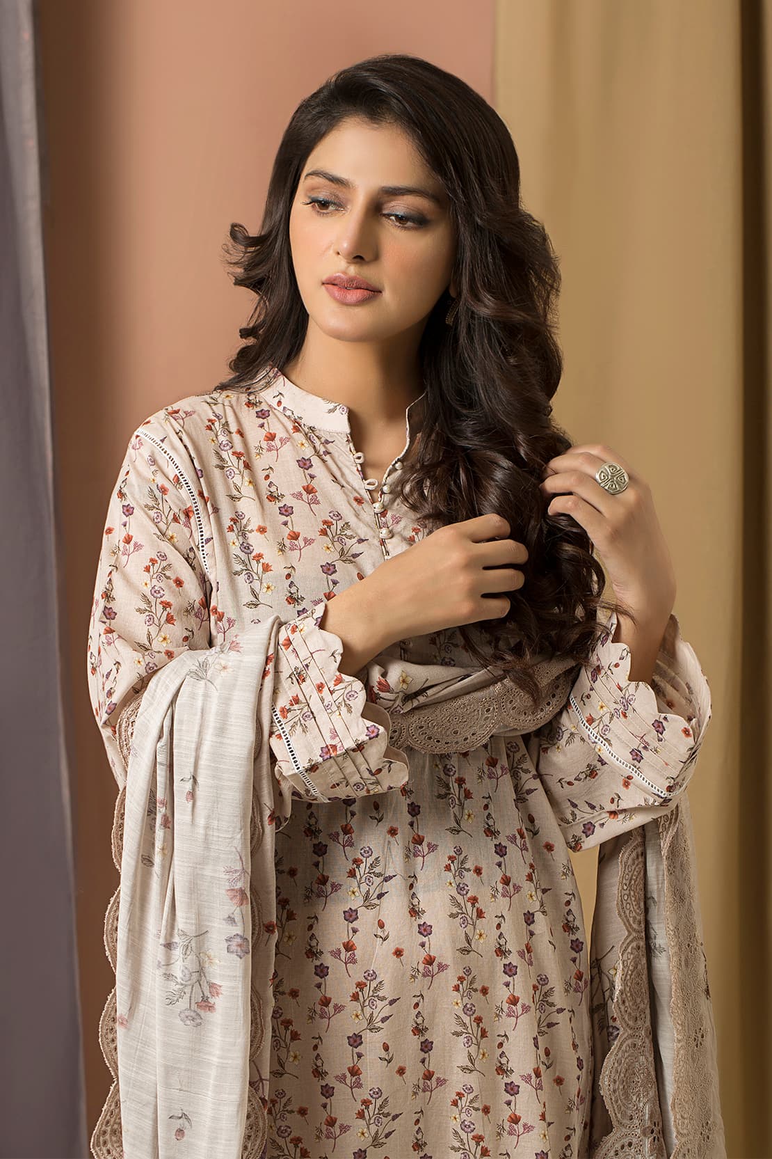 3 Piece - Printed Lawn with Embroidered Dupatta - 7681
