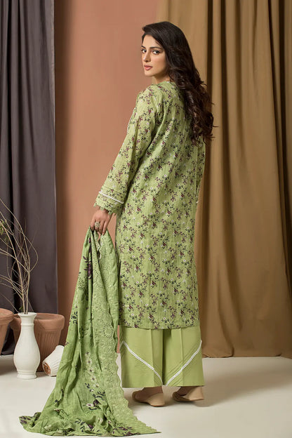 3 Piece - Printed Lawn with Embroidered Dupatta - 7682