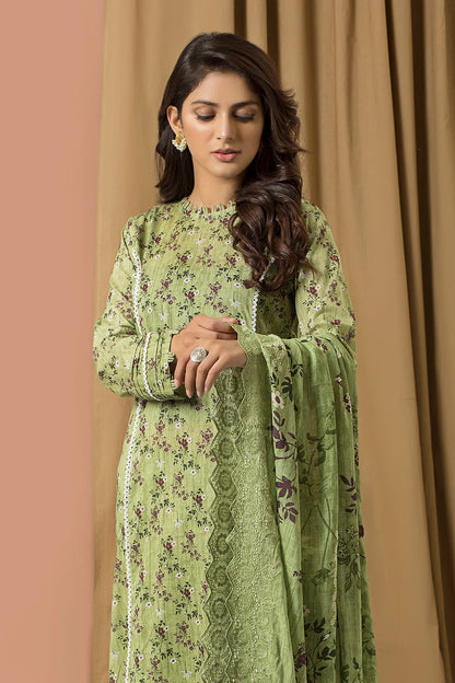 3 Piece - Printed Lawn with Embroidered Dupatta - 7682