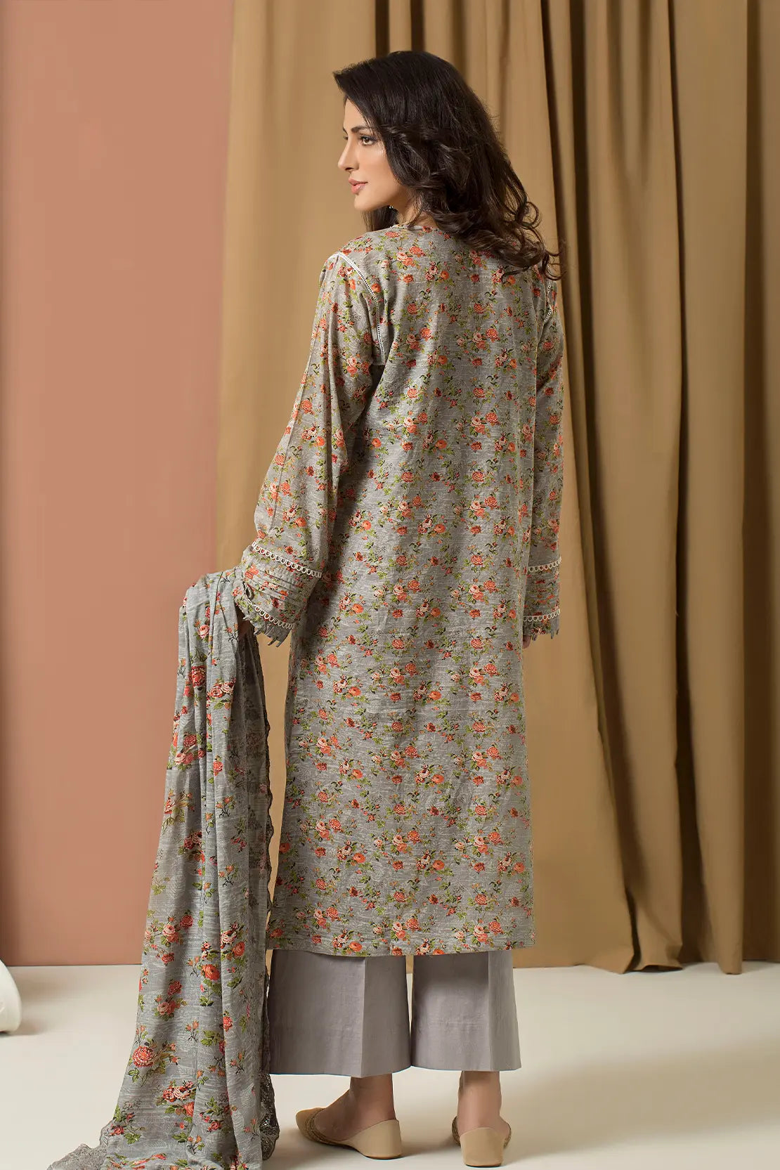 3 Piece - Printed Lawn with Embroidered Dupatta - 7687