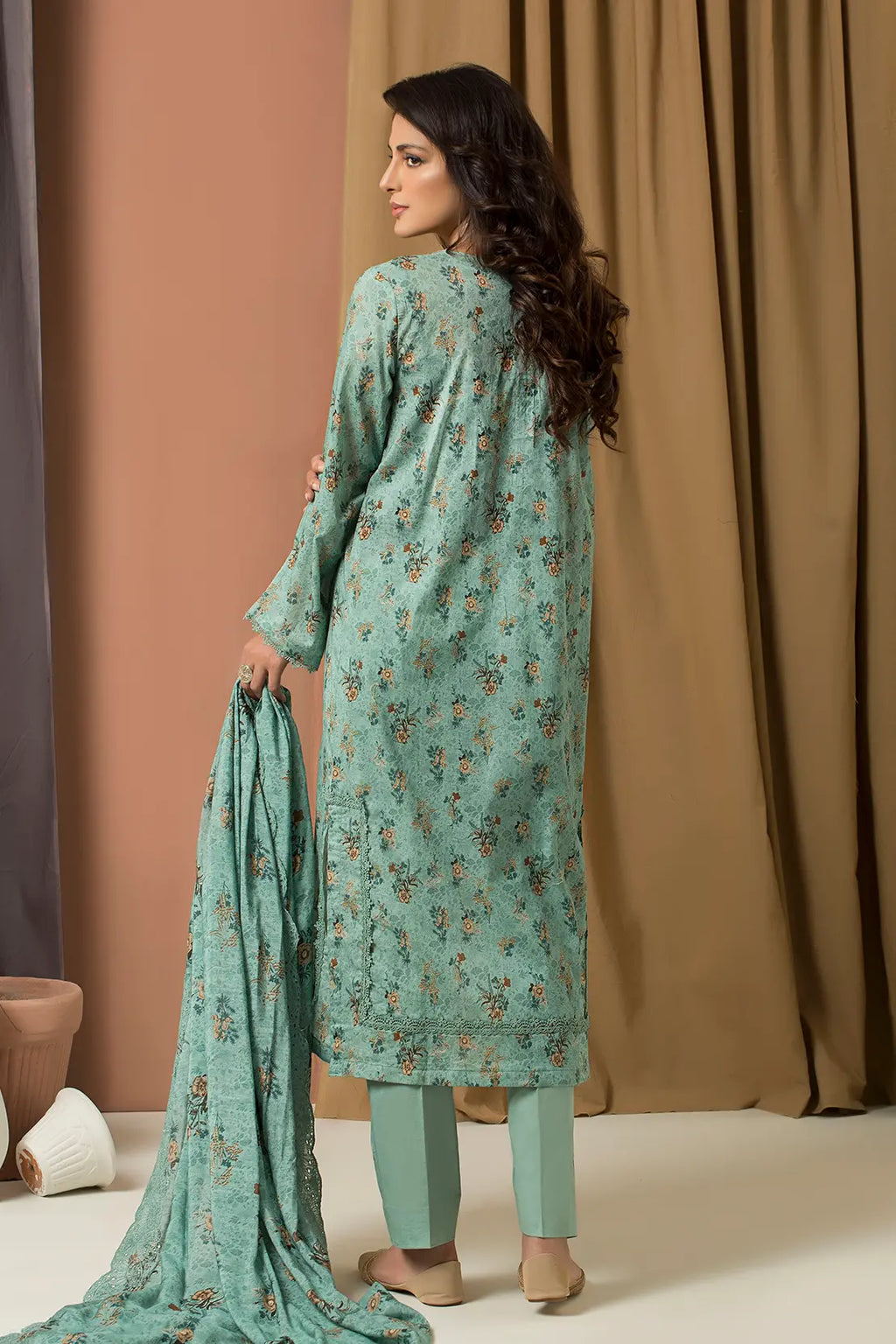 3 Piece - Printed Lawn with Embroidered Dupatta - 7689