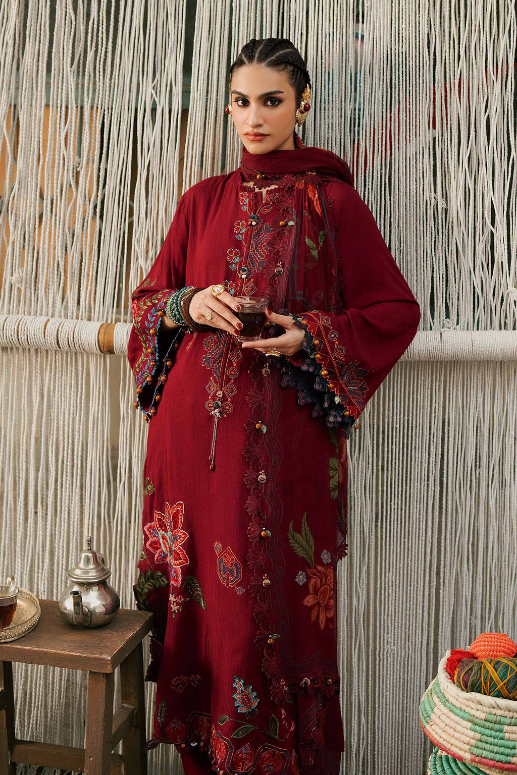 Maria . B | M.Prints Embroidered Dobby Linen 3 Piece Suit | MB26UPC 10A
