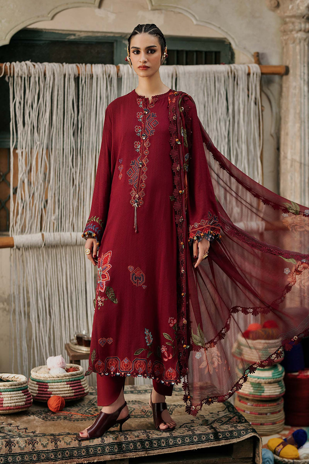 Maria . B | M.Prints Embroidered Dobby Linen 3 Piece Suit | MB26UPC 10A
