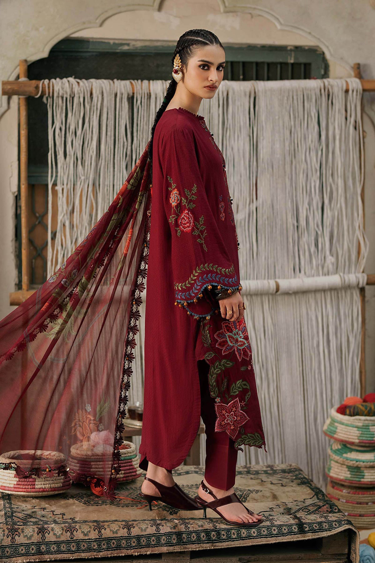 Maria . B | M.Prints Embroidered Dobby Linen 3 Piece Suit | MB26UPC 10A