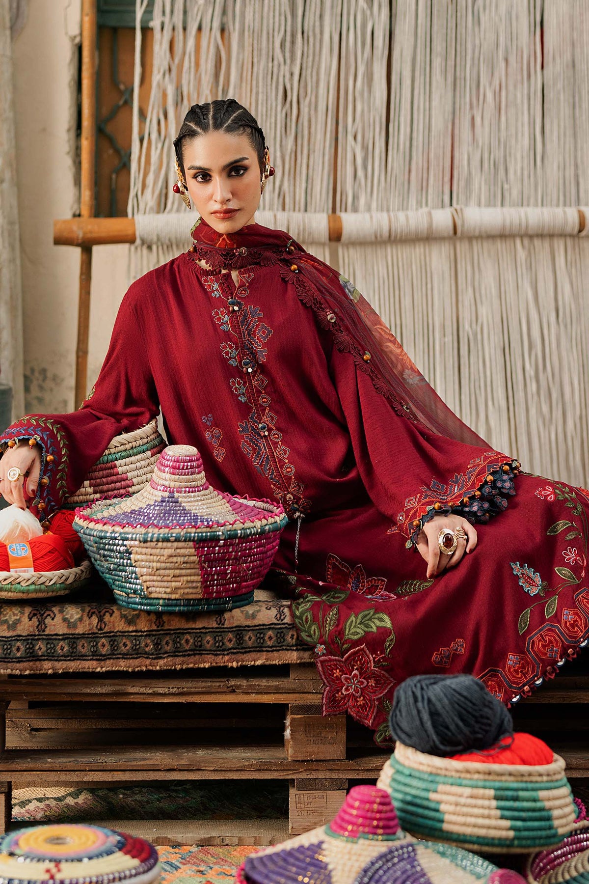 Maria . B | M.Prints Embroidered Dobby Linen 3 Piece Suit | MB26UPC 10A