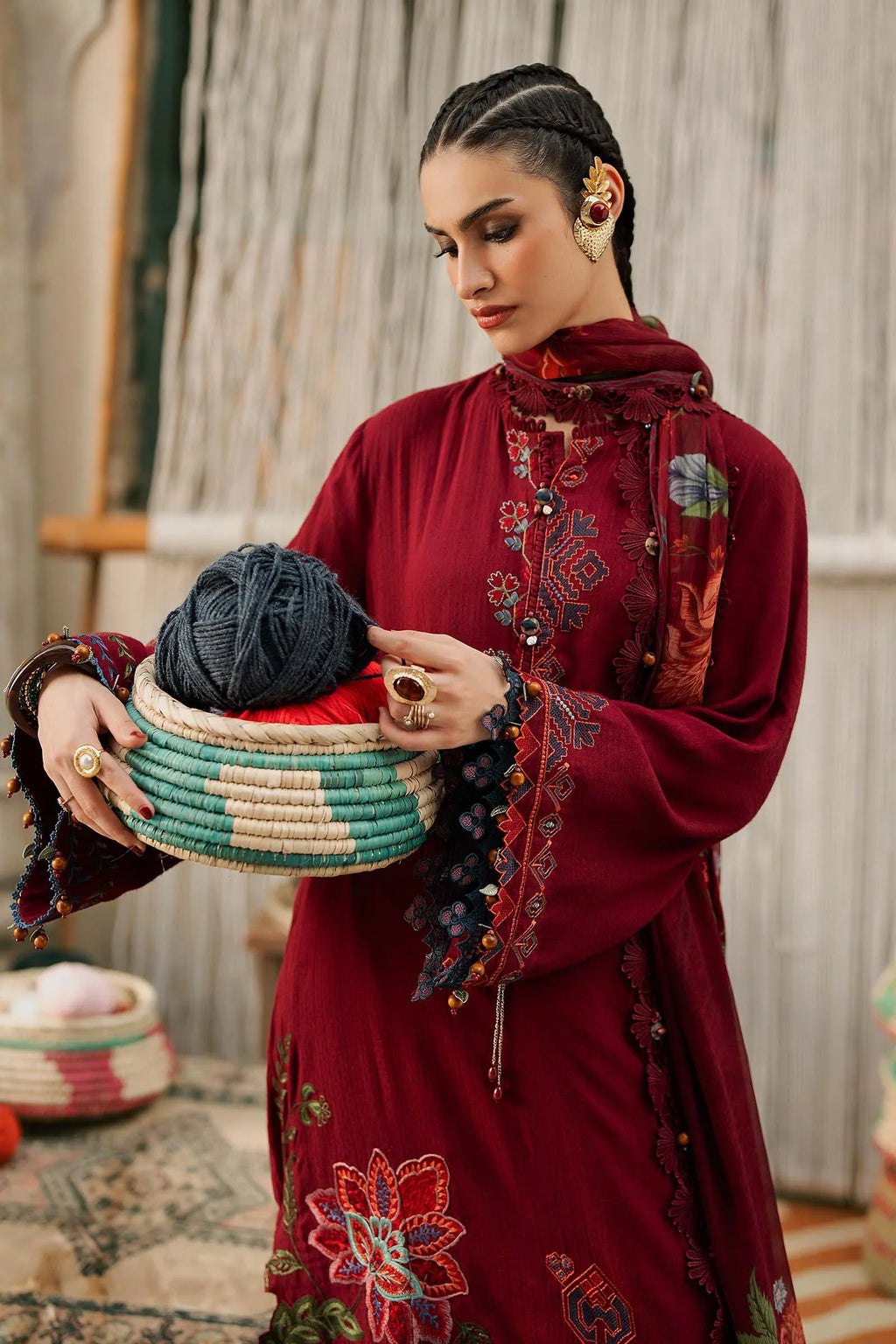 Maria . B | M.Prints Embroidered Dobby Linen 3 Piece Suit | MB26UPC 10A