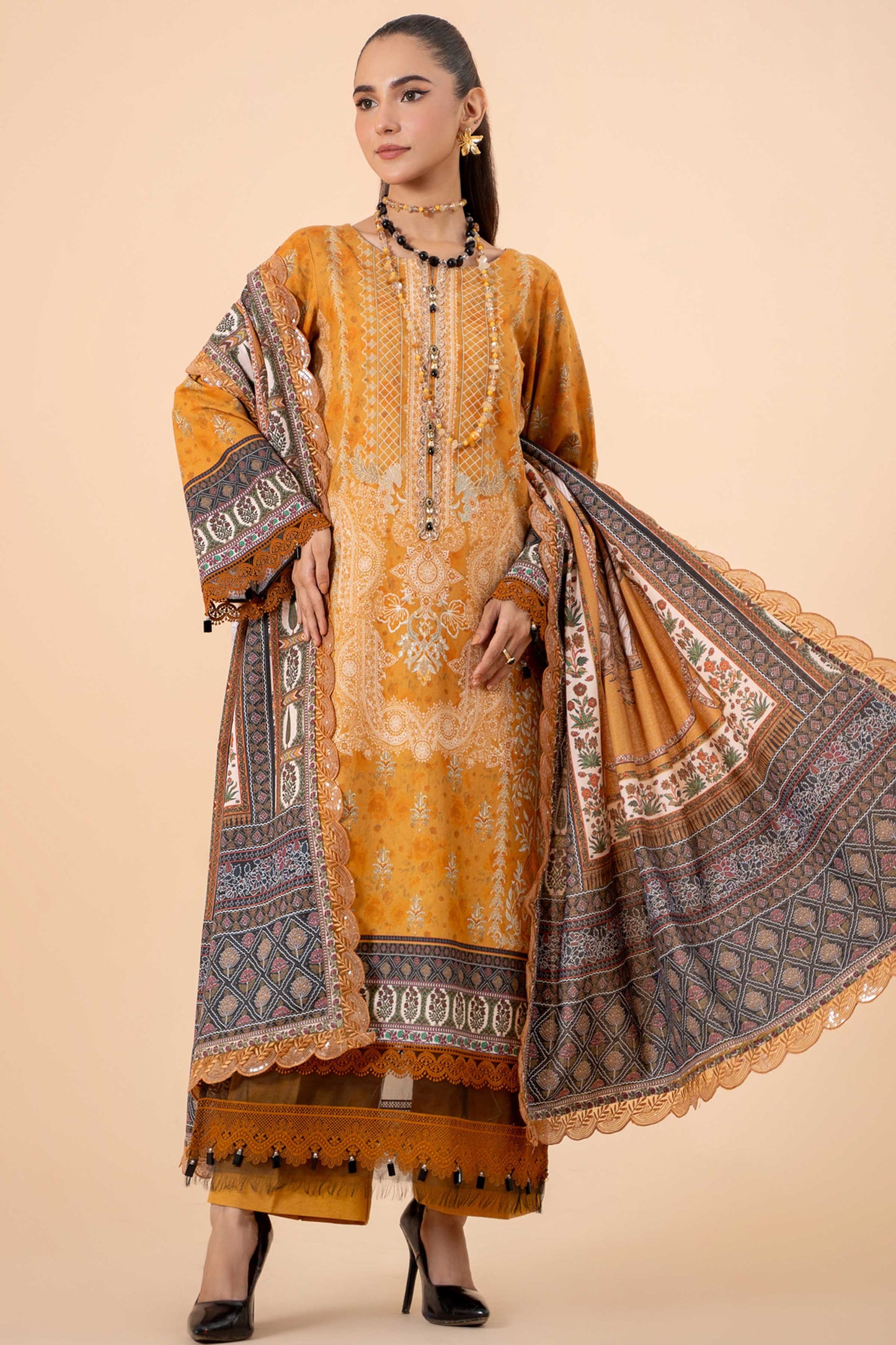 Mausummery | Khaddar 3 Piece | Hazel